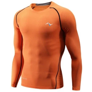 Mens Nooz Performance Long Sleeve Compression Shirt Orange Size Large Athletic - Picture 1 of 5