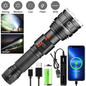 Linterna LED de Altos Lúmenes Recargable Táctica Super Brillante Policía P70 Antorcha - Imagen 1 de 12