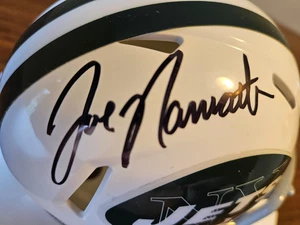 Minicasco de velocidad firmado por Joe Namath auto NY Jets holograma Namath - Imagen 1 de 8