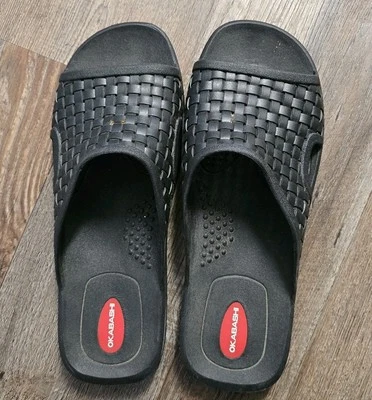 Okabashi Torino Hombres XL Negro Apoyo Terapéutico Slide Sandalia Cesta Tejido Foto 1 de 4