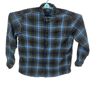 Vintage Eddie Bauer Men Blue Plaid Flannel Long Sleeve Button Down Shirt Size XL - Picture 1 of 19