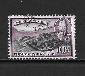 CEYLON SCOTT 268 USED F/VF - 1935 10c DK VIOLET & BLACK ISSUE - KING GEORGE V - Picture 1 of 2