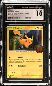 Tarjeta Pokémon CGC 10 GEMAS COMO NUEVA Pikachu 018/091 COSMOS HOLO 016 - Imagen 1 de 2