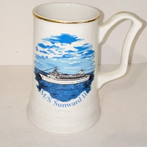 Tazza Tankard Vintage M/S Sunward II Norwegian Cruise Royal Falcon Ironstone - Foto 1 di 9