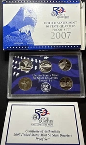2007-S Proof Set-5 Quarters Original Original US MINT Packaging & Certificate - Picture 1 of 14