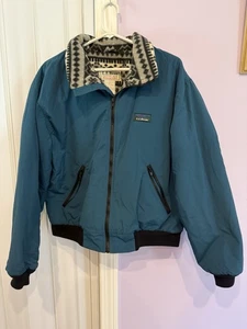 Vintage LL Bean Warm-Up Jacket Aztec Fleece Lined Sz L 90’s Made in USA - Picture 1 of 10
