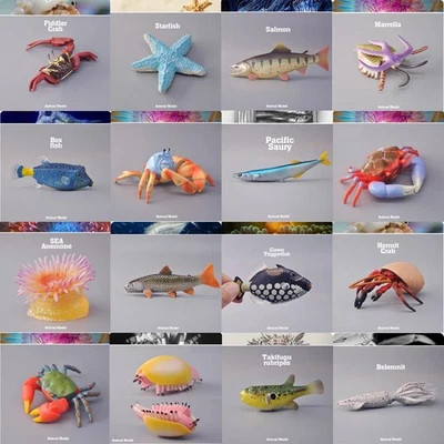 Figura Modelo Juguete Pez Cangrejos Invertebra Marina Pintado a Mano Criaturas Marinas Escena Foto 1 de 4