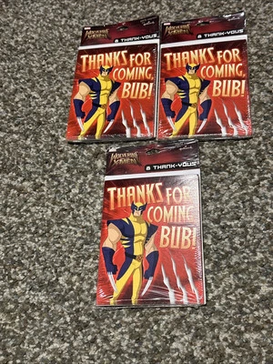 Wolverine and the X-Men: 3 paquetes de tarjetas de agradecimiento (24 en total) suministros de fiesta nuevos Foto 1 de 2