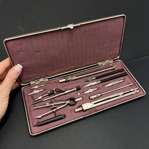 1980 Vintage Set Engineering Tools Old Drawing Compass Kit Full Boxed Set UdSSR - Bild 1 von 8