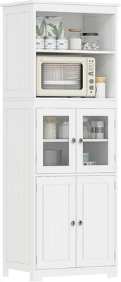 Mobile Dispensa Con 2 Ripiani Aperti E 2 Armadietti Con Ante, Credenza Da Cucina - Immagine 1 di 4