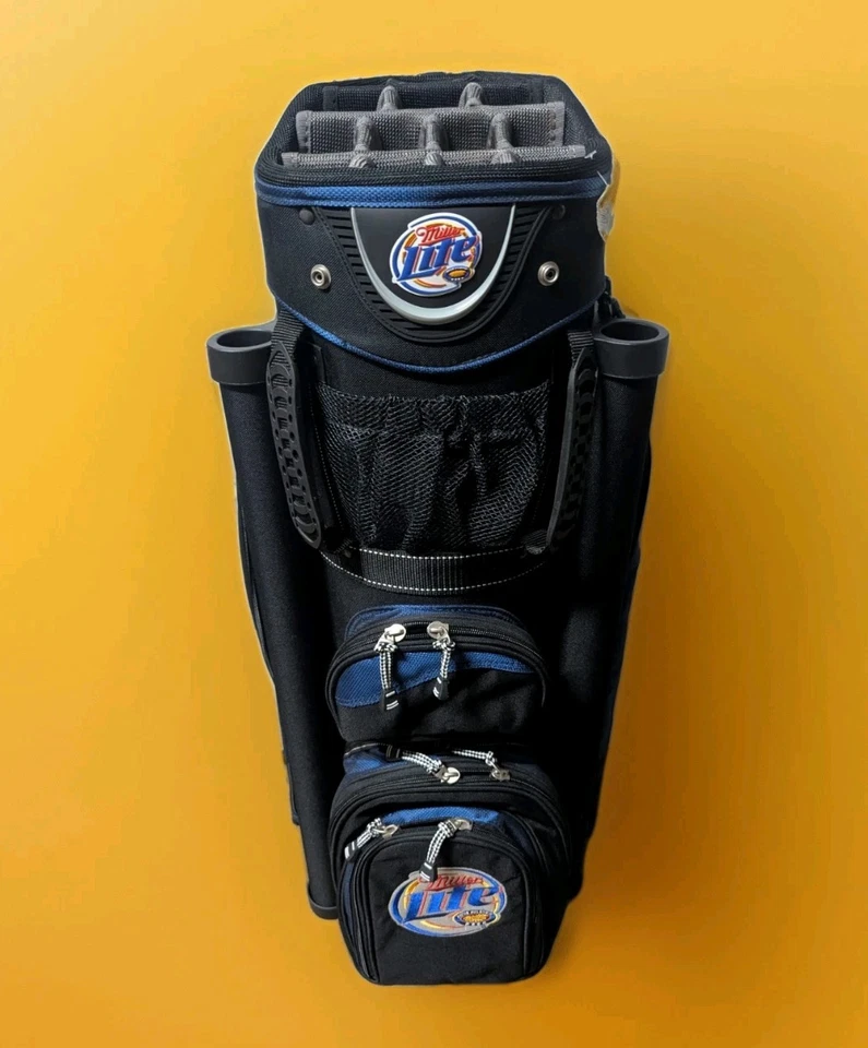 Nueva bolsa de carrito de golf Datrek Delta Miller Lite con logotipo de cerveza bordada tapa de 14 vías Foto 1 de 4