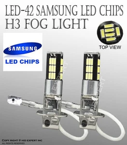 Samsung H3 LED 42 SMDs Canbus No Error Free DRL Super White Fog Light Bulbs H346 - Picture 1 of 7