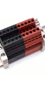 Dinkle Assembly DK2.5N Red/Black 10 Gang DIN Rail Terminal Blocks, 12-22 AWG, 20 - Image 1 of 4