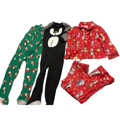 3 pares de pijamas polar invierno Papá Noel perros pingüino vacaciones pijamas 5T Foto 1 de 4