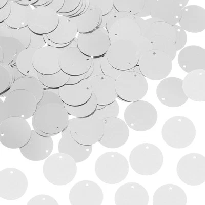 Lentejuelas redondas planas 100 piezas, lentejuelas sueltas de 30 mm/1,2 pulgadas, tono plateado Foto 1 de 4