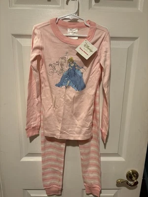 Hanna Andersson Disney Cinderella Pink Striped Pajama Set 120 cm 6-7 - Image 1 of 4