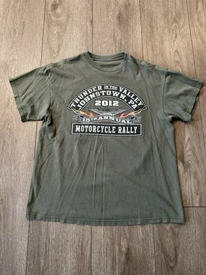 Camiseta de motociclista vintage Thunder in the Valley moto rally para hombre L verde Foto 1 de 3