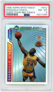 SHAQUILLE O'NEAL 1996-97 Topps Mystery Finest Refractor Super Team #M12 PSA 8