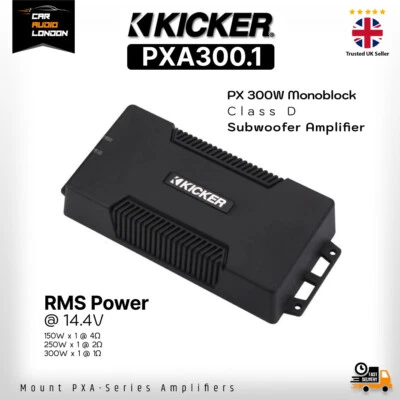 Kicker PXA300.1 300W Waterproof Monoblock 1-Channel Class D Subwoofer Amplifier - Image 1 of 4