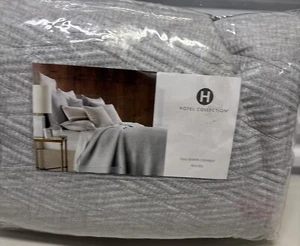 Hotel Collection Lateral Coverlet Quilted Full Queen Gray 100% Cotton Shell $300 - Picture 1 of 3