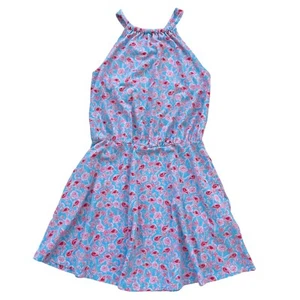 American Girl Doll Girl’s Size 16 Light Blue Pink Flamingo Beach 2015 Sun Dress - Picture 1 of 19
