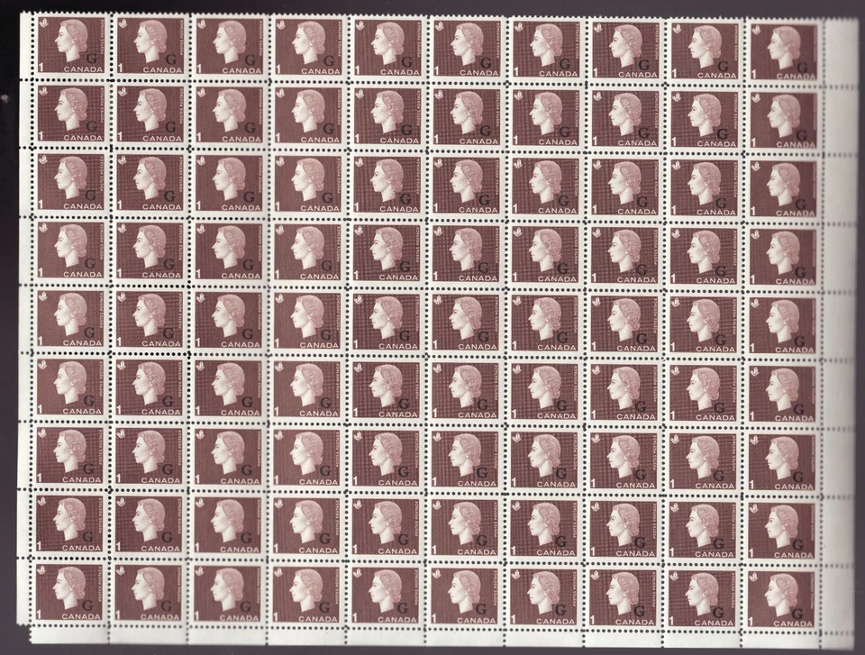 1963 - #O46  "G ovpt"  MNH x 90 - Canada Queen Elizabeth II Cameo Portrait cv$90 - Image 1 of 1