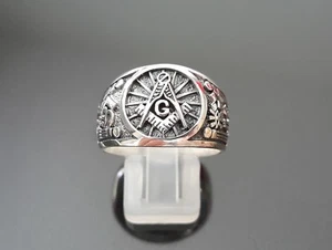 Masonic Ring Sterling Silver MASTER MASON Illuminati Masonic Symbols G letter - Picture 1 of 8
