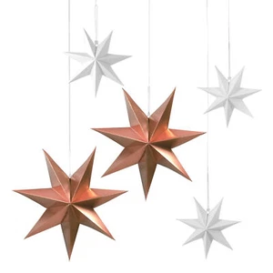 5 Faltsterne gold/weiß matt, 3 x 25,2 x 40 cm Weihnachtsstern Dekoration - Bild 1 von 1