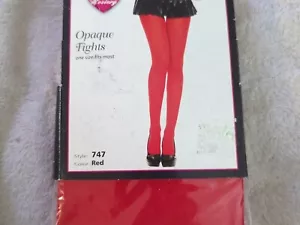 Music Legs 747 Opaque Nylon Tights, Red Fits Most - Picture 1 of 2