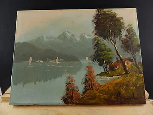 ANTICO DIPINTO OLIO SU TELA PAESAGGIO IMPRESSIONISTA FIRMATO - Imagen 1 de 7