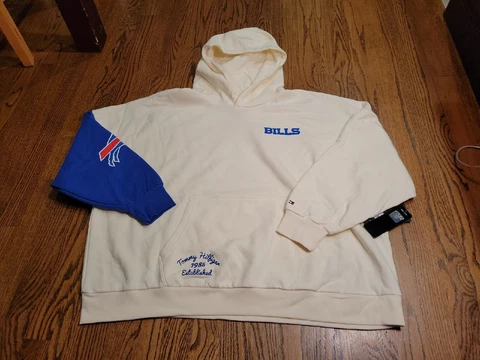 Tommy Hilfiger Hoodie Buffalo Bills Pullover Sweatshirt Size XXL NFL Women Cream Cover
