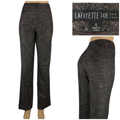 Lafayette 148 Womens 6 Virgin Wool Blend Trouser Pants Brown Career Pants - Image 1 of 4
