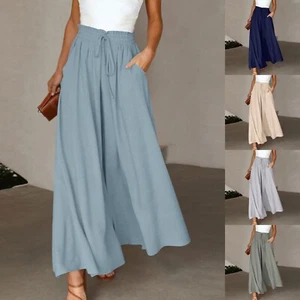 Womens Wide Leg Pants Palazzo Pants Dressy Casual Dress Pants Trousers Plus Size - Picture 1 of 30