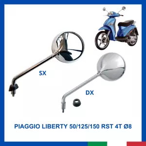coppia specchietti specchio scooter PIAGGIO LIBERTY 50 125 150 RST 4T Ø8 omologa - Imagen 1 de 1