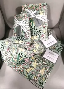 William Morris 6 pc VELOUR Hyacinth TOWELS BATH HAND TIP Green Multi Floral - Picture 1 of 7