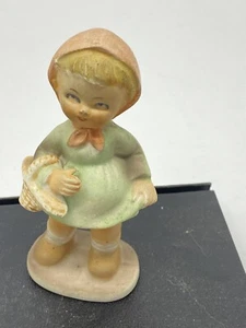 Vintage 1950's RELCO, Japan Hand Painted 5" Ceramic Figurine Girl with Basket - Picture 1 of 3