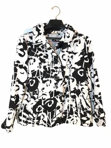 TanJay Damen schwarz & weiß Blumen Jacke/Blazer Größe 12 - Bild 1 von 4