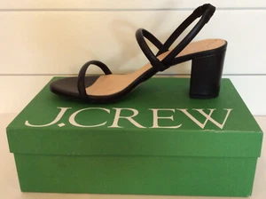 J Crew LUCIE sandali in pelle con tacco a blocco slingback, nero 12 nuovi con scatola - Foto 1 di 5