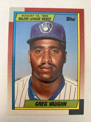 1990 Topps Major League Debut RC Card #128 Greg Vaughn Milwaukee Brewers Nm+ - Image 1 of 2