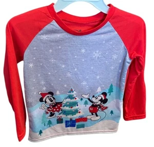 Disney Mickey & Minnie Pajama Top Christmas Girls Size 6 - Picture 1 of 4