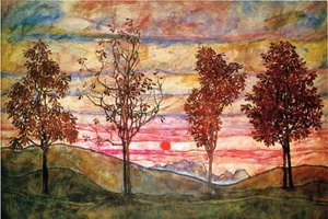 Four Trees Artist Egon Schiele Giclee Art Poster Print - Picture 1 of 1