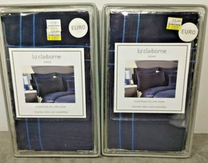 2 Stück Liz Claiborne europäisches Kissen Schein Jordan Chenille marineblau 26 Zoll x 26 Zoll - Bild 1 von 6