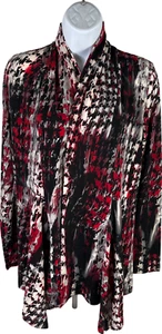 Kasper Women’s Red/Black Long Sleeve Open Front Cardigan Sweater - S - Picture 1 of 4