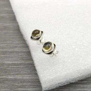 Citrine Stone Solid Silver November Stud Post Handmade Mothers Gift New Earrings - Picture 1 of 8
