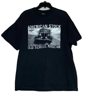 American Stock Old School Nascar Black Tee Size XL 42/46 On Hanes Beefy Tee - Picture 1 of 10