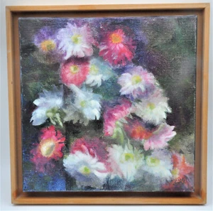 Blumenstrauß Gemälde, Öl auf Leinwand, gerahmt amerikanische Kiste, signiert - Bild 1 von 9
