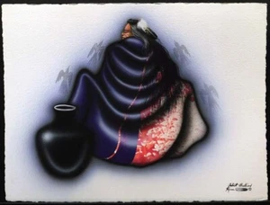 Robert Redbird "Untitled" Original Mix Media Paper Hand Signed Make an Offer - Picture 1 of 2
