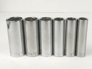 Juego de 6 piezas de enchufe profundo Craftsman 3/8 pulgadas Drive SAE 6 puntos serie G - Hecho en EE. UU. - Imagen 1 de 5