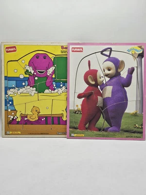 Juego de 2 rompecabezas de madera Playskool Teletubbies y Barnie Foto 1 de 3
