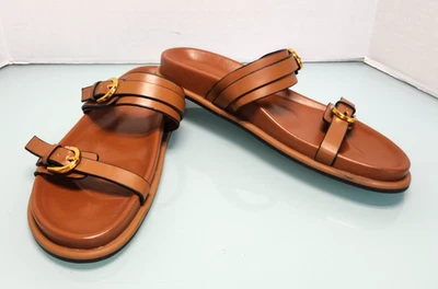 Zara Mujer Doble Hebilla Correa Plana Sandalias Marrón Nuevo Talla 39 Foto 1 de 4